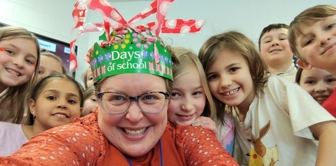 Teacher and students